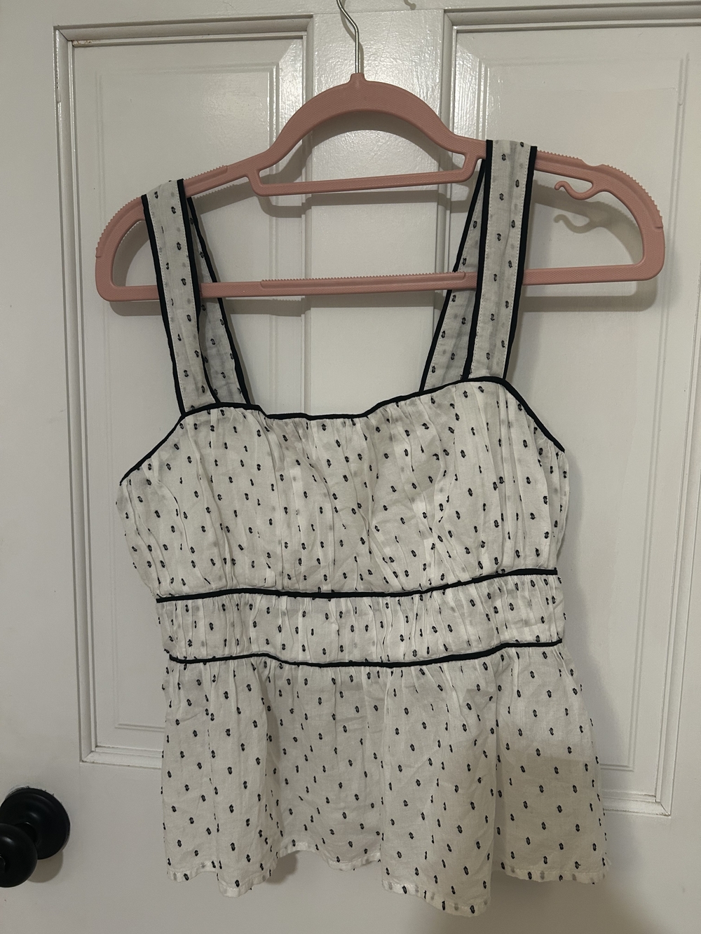 GAP White Camisole with Black Dot Print and Contrast Piping
